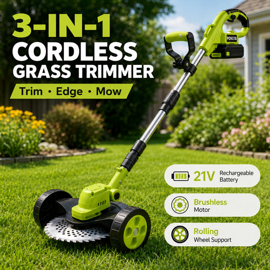 21V Cordless 3-in-1 Grass Trimmer, Edger & Mini Mower