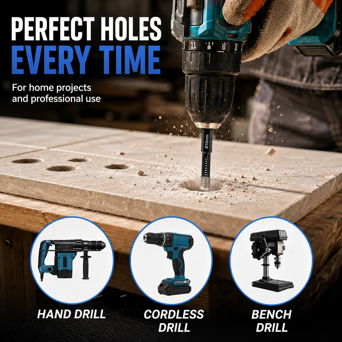 6-Piece Diamond Drill Bit Set — 6 to 16 mm