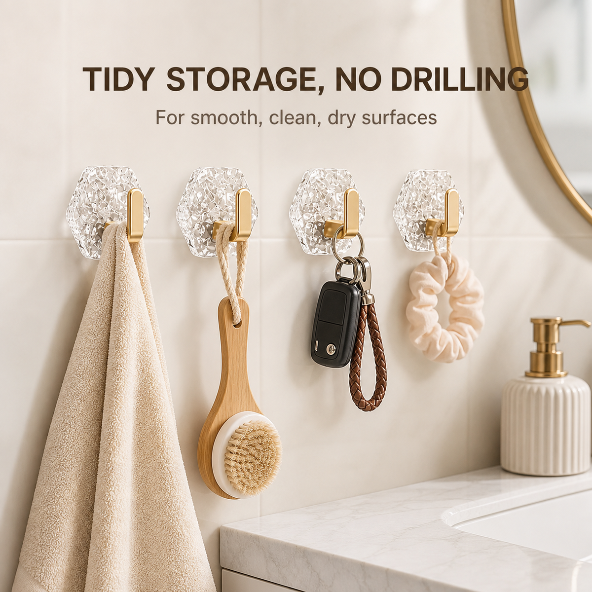 Self-Adhesive Hexagonal Wall Hooks