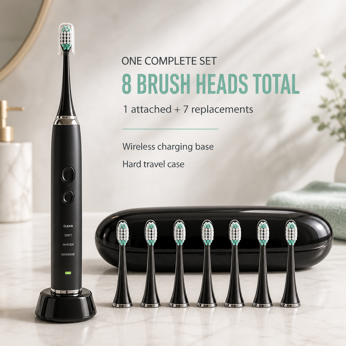 Electric Toothbrush Set with 8 Heads & Travel Case