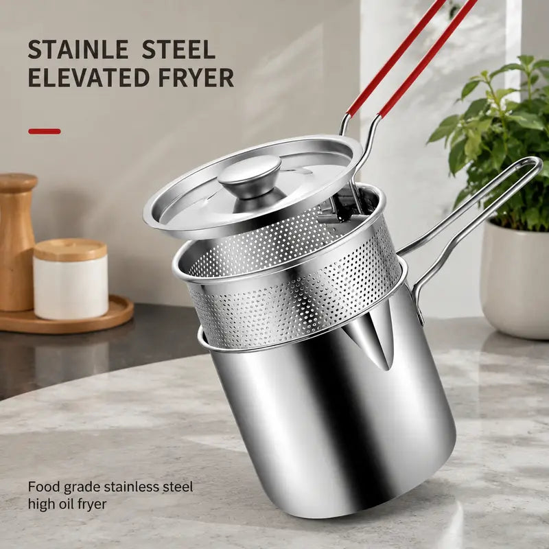 Personal Mini Deep Fryer Set – Stainless Steel Pot with Lift-Out Basket