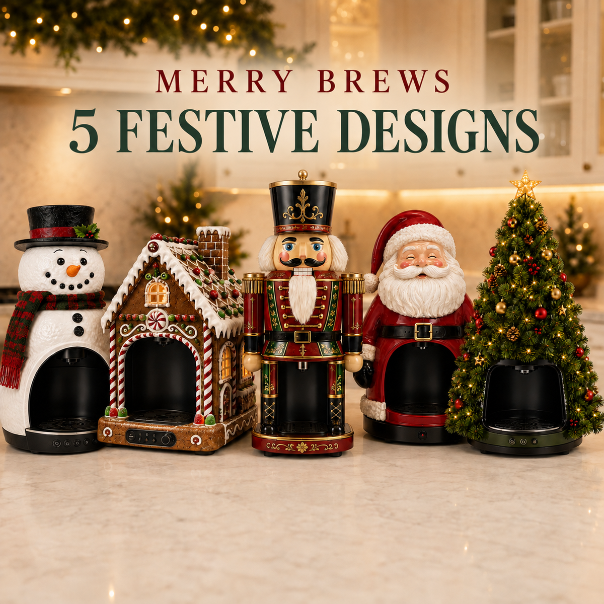 Merry Brews Christmas Coffee Maker Collection — 5 Festive Designs