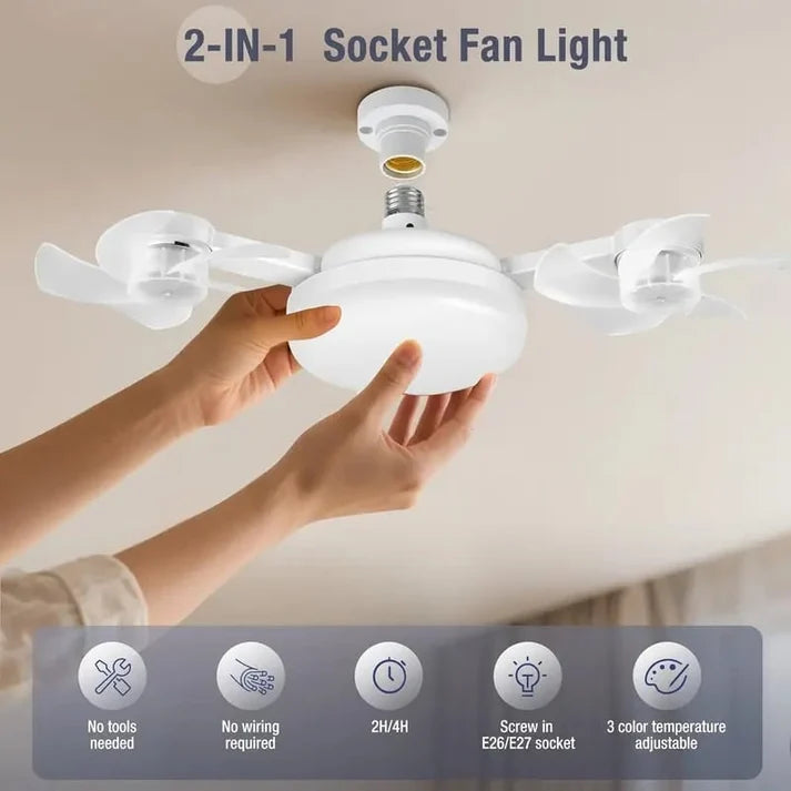 Foldable Plug-In Smart Ceiling Fan Light with Remote