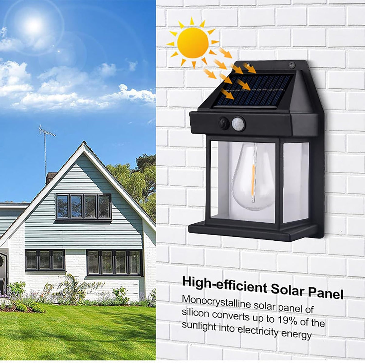 Solar Wall Lights with Motion Sensor — Warm White Outdoor Lanterns