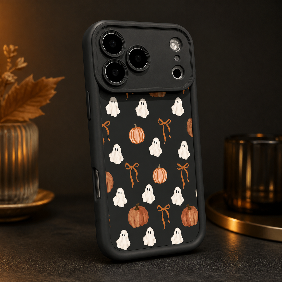 Ghost, Pumpkin & Bow Matte Phone Case