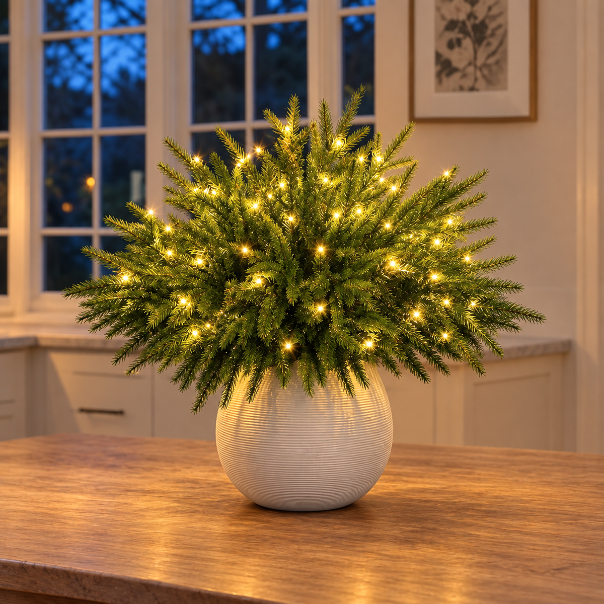 Evergreen Pine Branch Lights — Warm Glow Indoor Decor