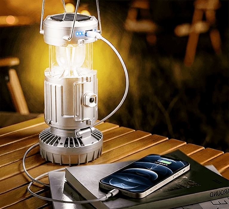 5-in-1 Solar Fan Lantern — Portable LED Camping Light