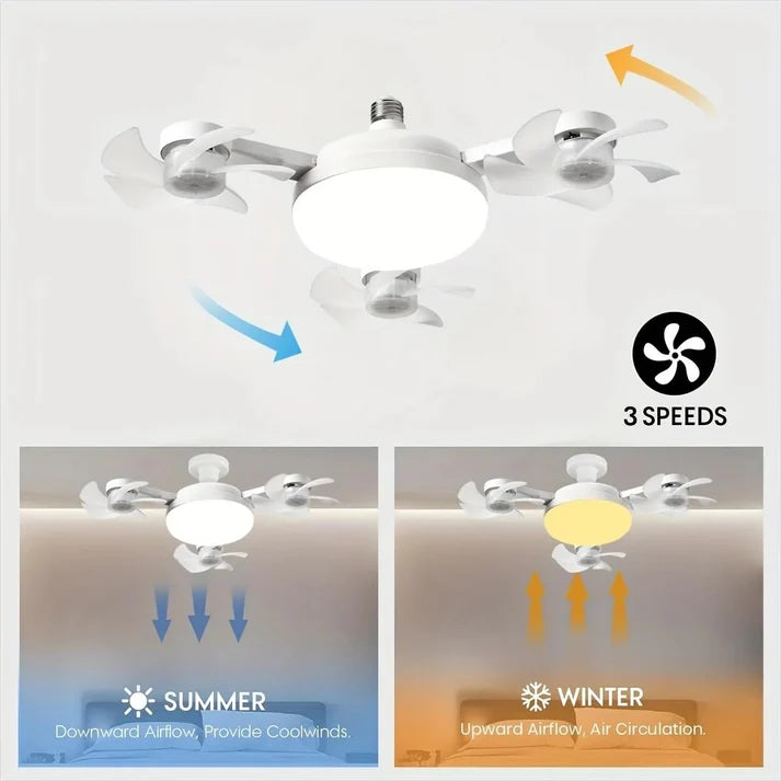 Foldable Plug-In Smart Ceiling Fan Light with Remote