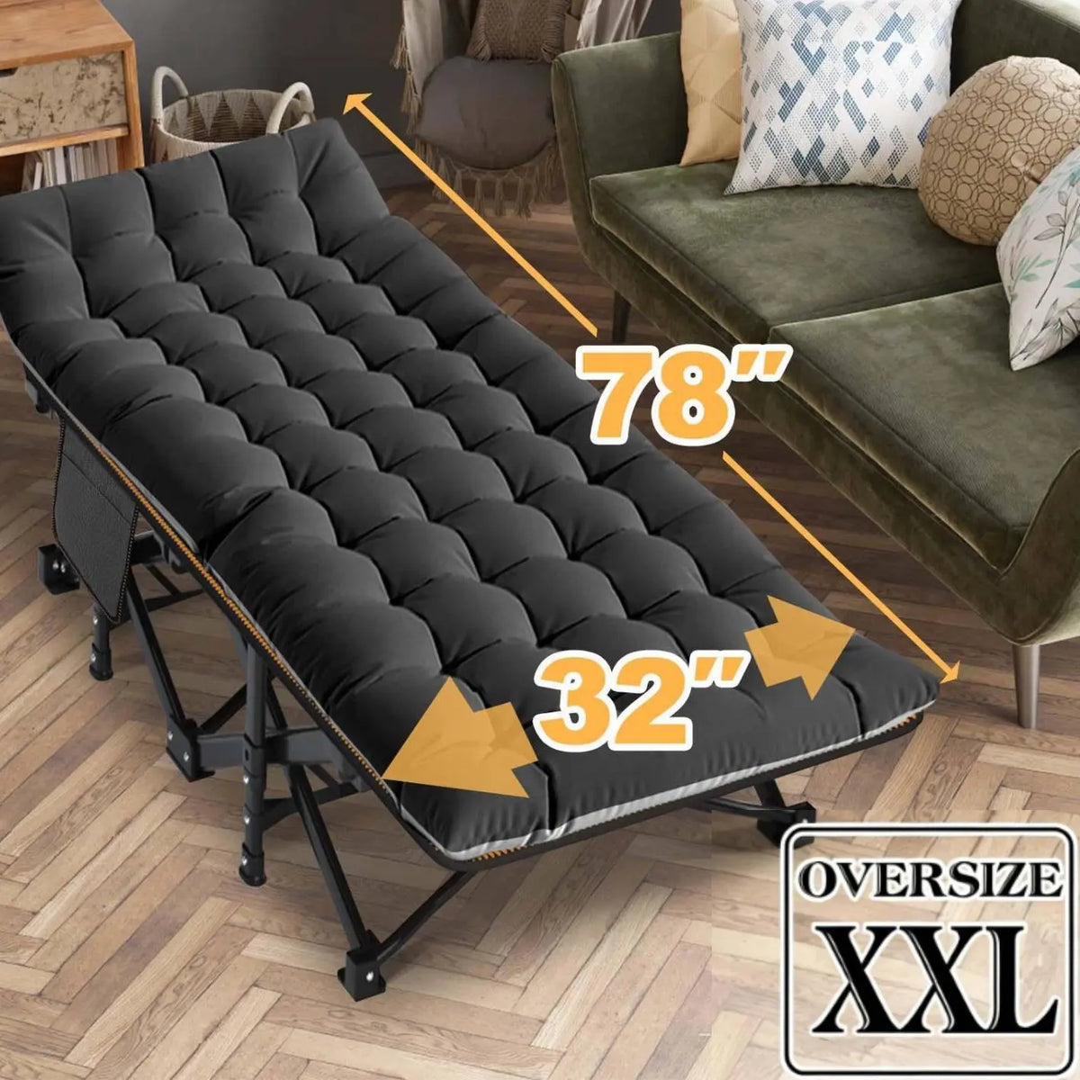 XXL Folding Camping Cot with 3.3" Mattress – Extra-Wide Portable Bed for Camping, Travel & Guests