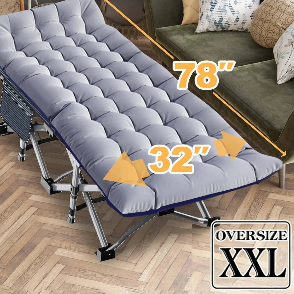 XXL Folding Camping Cot with 3.3" Mattress – Extra-Wide Portable Bed for Camping, Travel & Guests