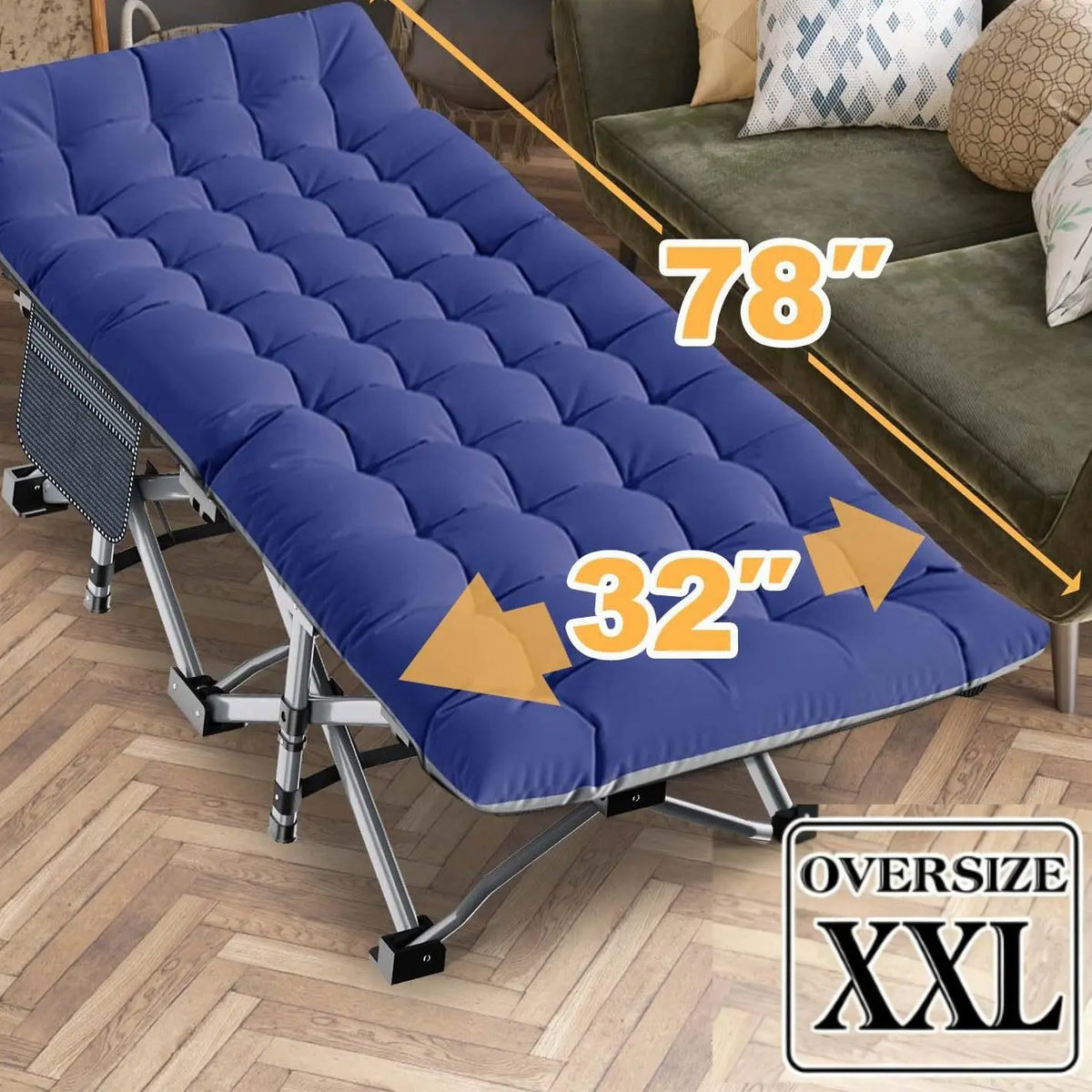 XXL Folding Camping Cot with 3.3" Mattress – Extra-Wide Portable Bed for Camping, Travel & Guests