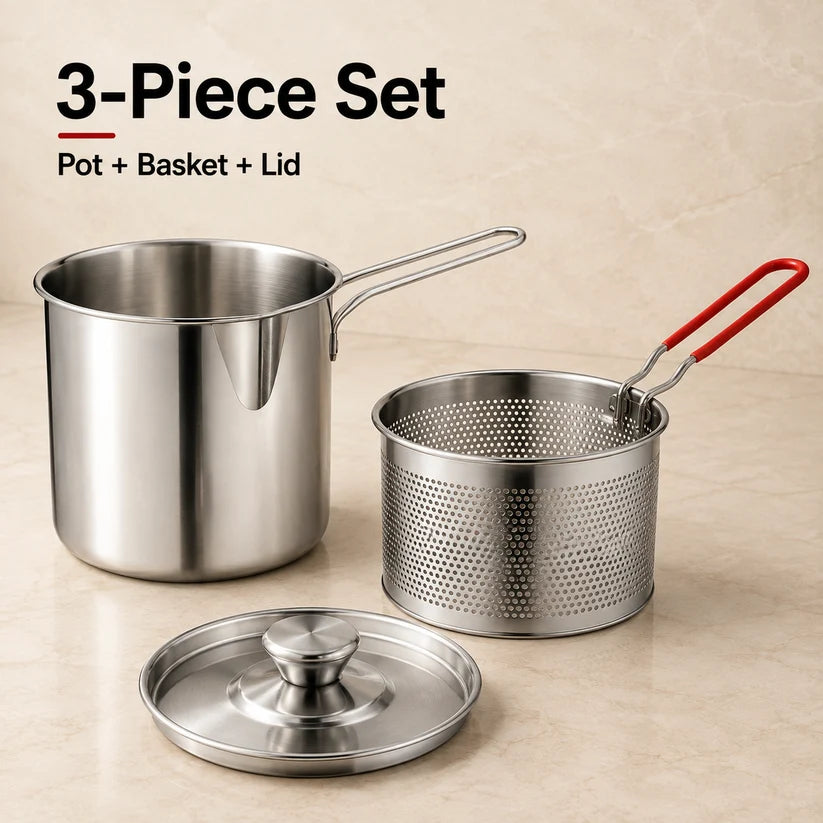 Personal Mini Deep Fryer Set – Stainless Steel Pot with Lift-Out Basket