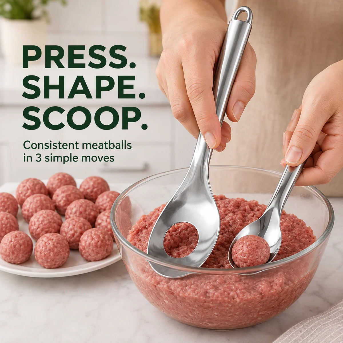 Stainless Steel Meatball Shaping Spoon & Scoop