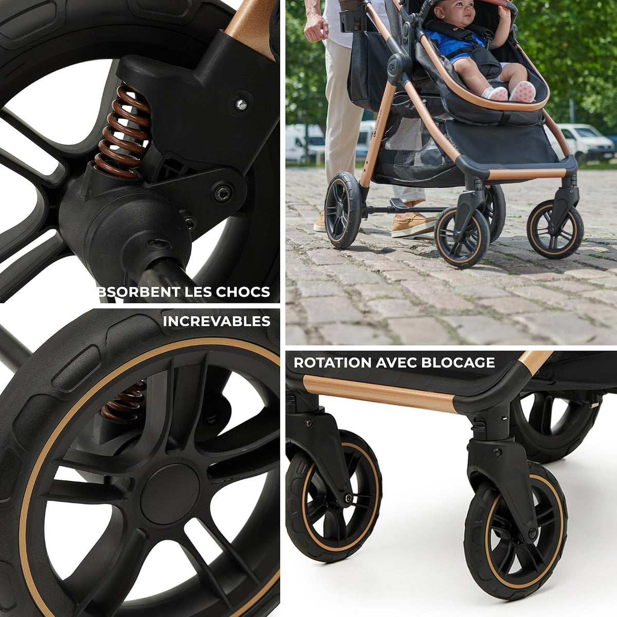 3-in-1 Travel System Baby Stroller – Newborn to 4 Years – Foldable Baby Pushchair with Infant Car Seat & Carrycot