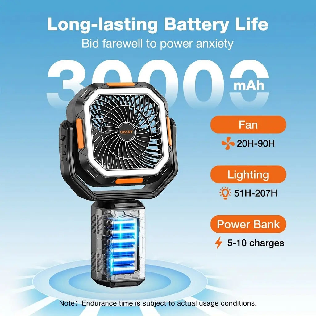 30000mAh Rechargeable Camping Fan with Tripod
