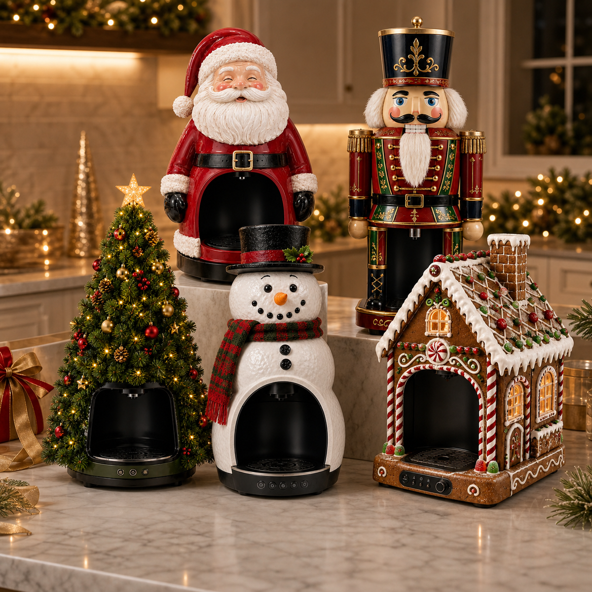 Merry Brews Christmas Coffee Maker Collection — 5 Festive Designs