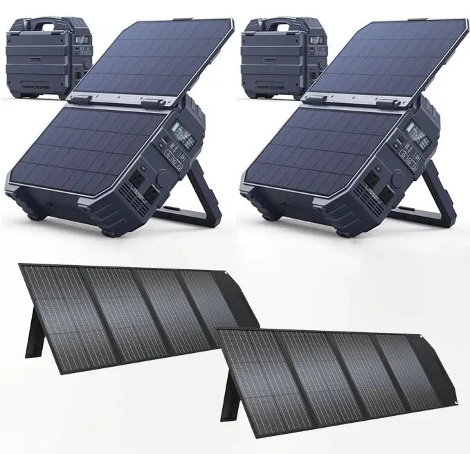 Portable Power Station with Built-In Fold-Out Solar Panel