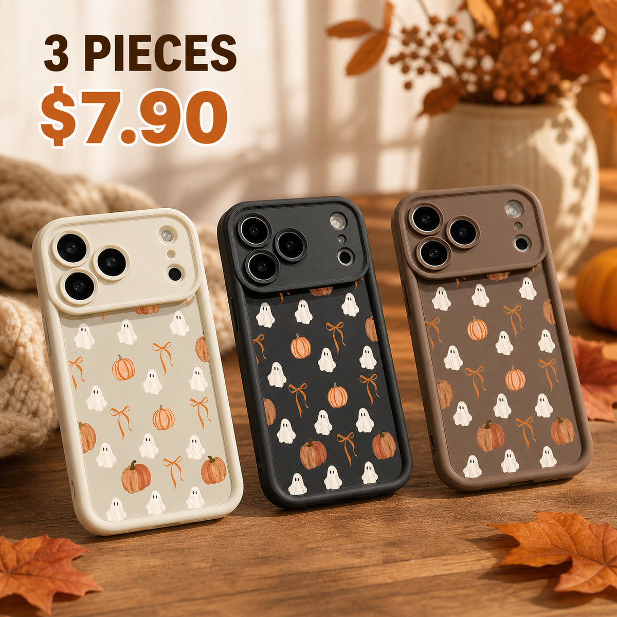 Ghost, Pumpkin & Bow Matte Phone Case