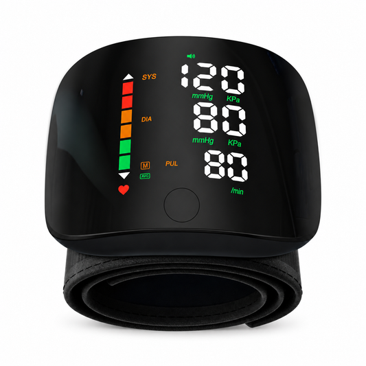 Rechargeable Wrist Blood Pressure Monitor — LED Touch Display & 2-User Memory