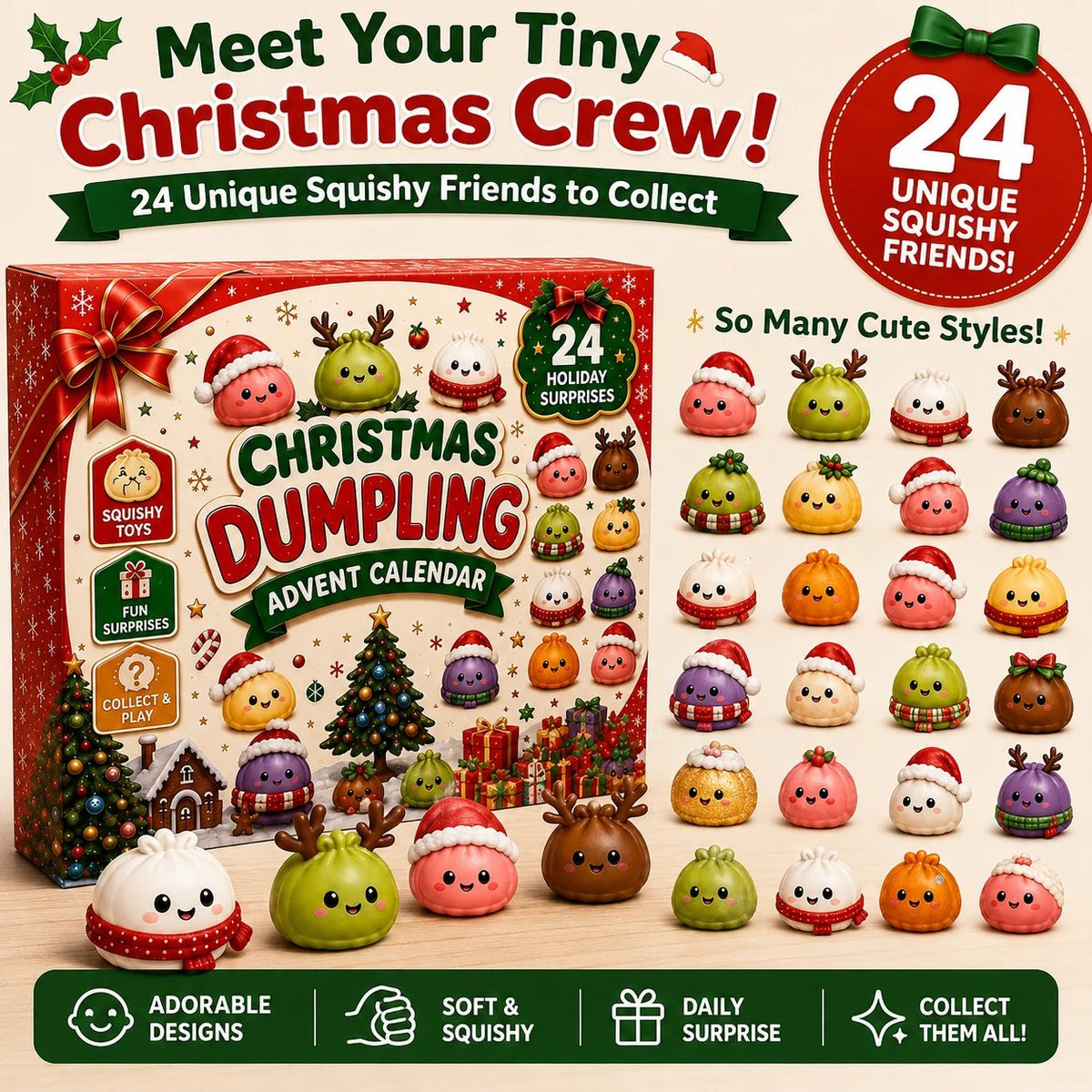 24-Day Mini Squishy Advent Calendar – 24 Christmas Surprises per Box