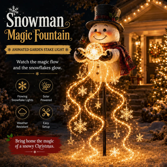 Snowman Magic Fountain – Flowing Snowflake LED Christmas Garden Light