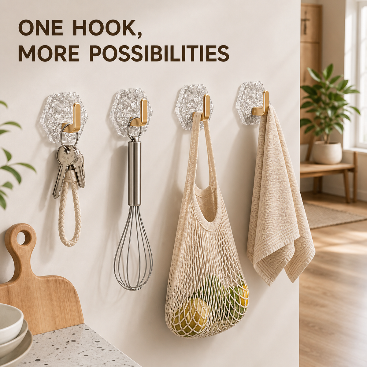 Self-Adhesive Hexagonal Wall Hooks