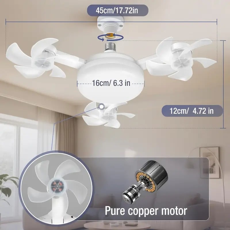 Foldable Plug-In Smart Ceiling Fan Light with Remote