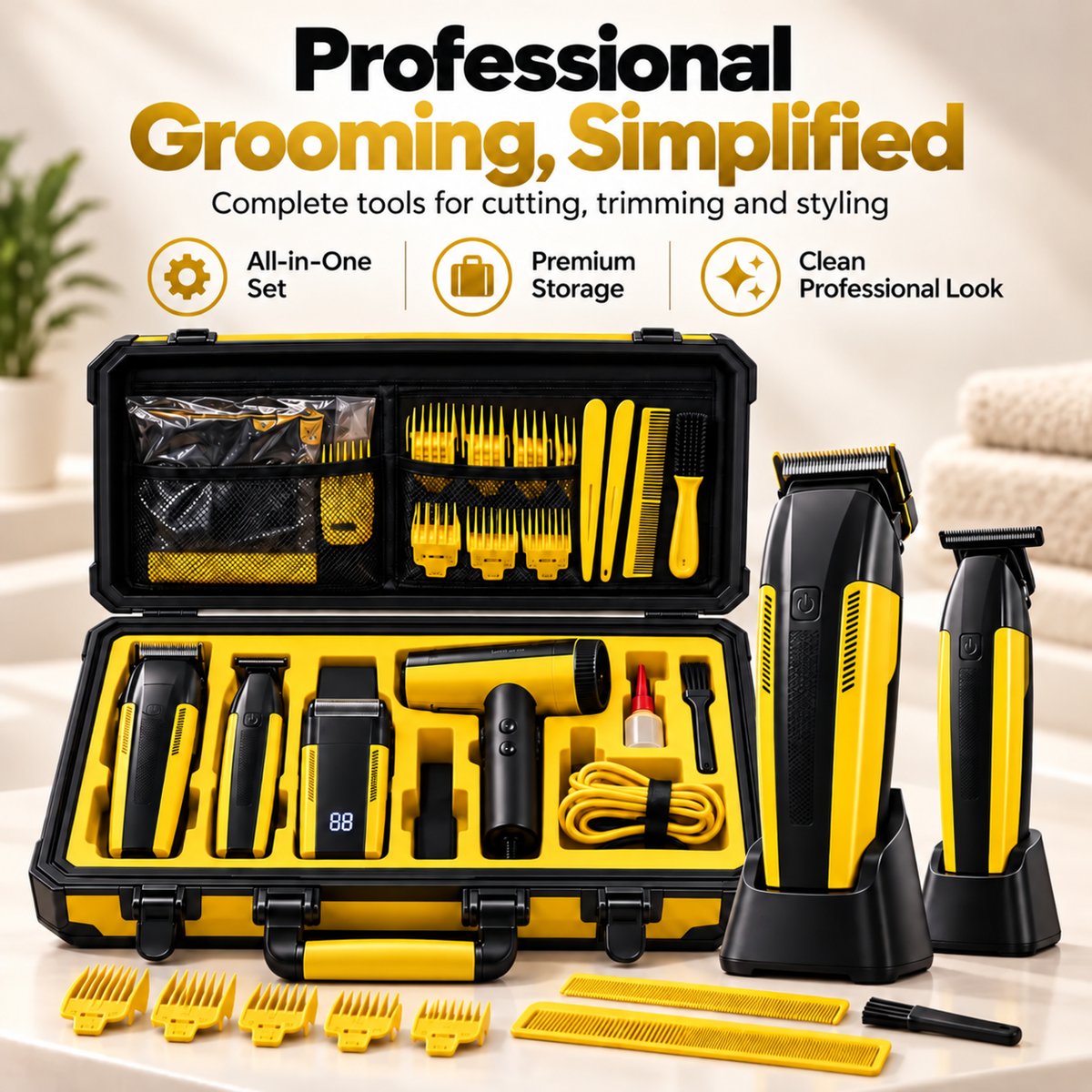 🔥 LAST DAY SALE – Professional All-in-One Men’s Grooming Kit ✂️🪒