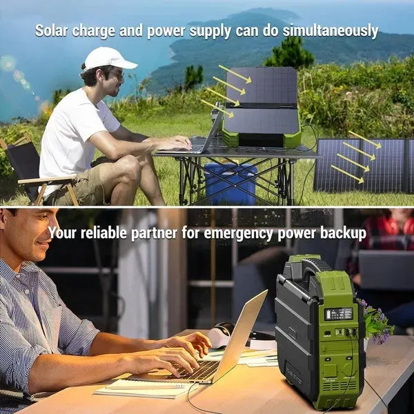 Portable Power Station with Built-In Fold-Out Solar Panel