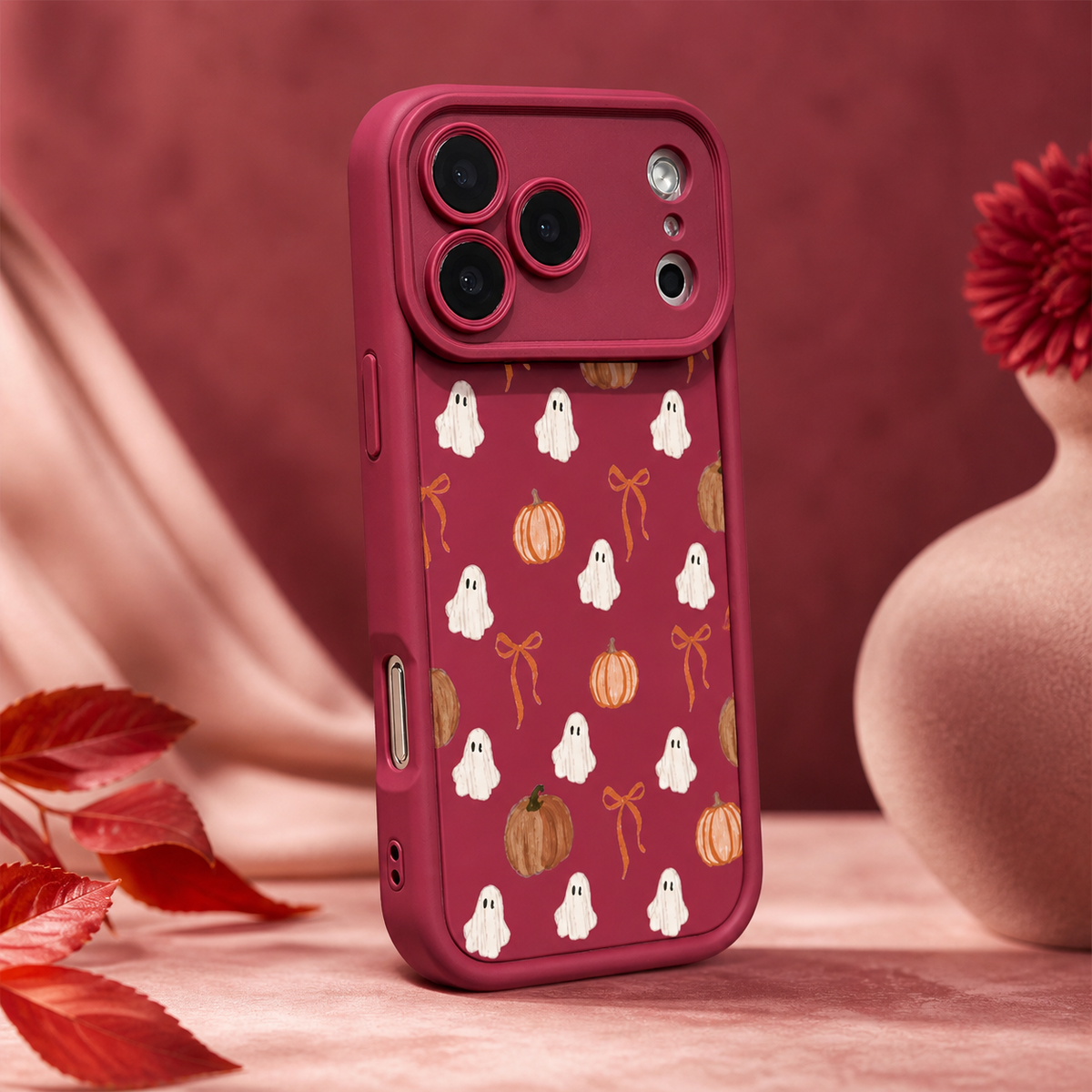 Ghost, Pumpkin & Bow Matte Phone Case