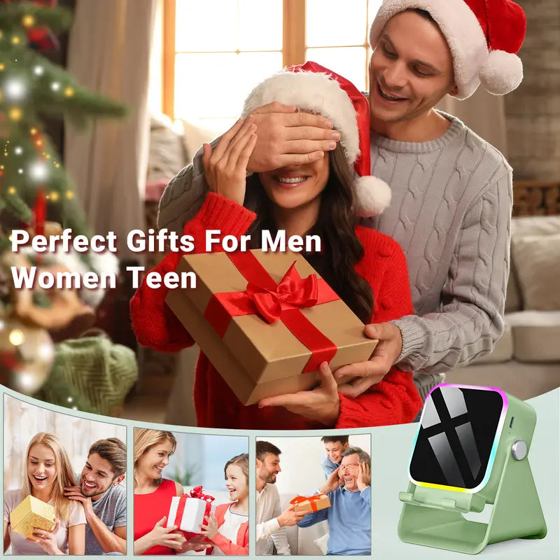 Wireless Charging Induction & Bluetooth Speaker Stand — 3500mAh Battery & RGB Light