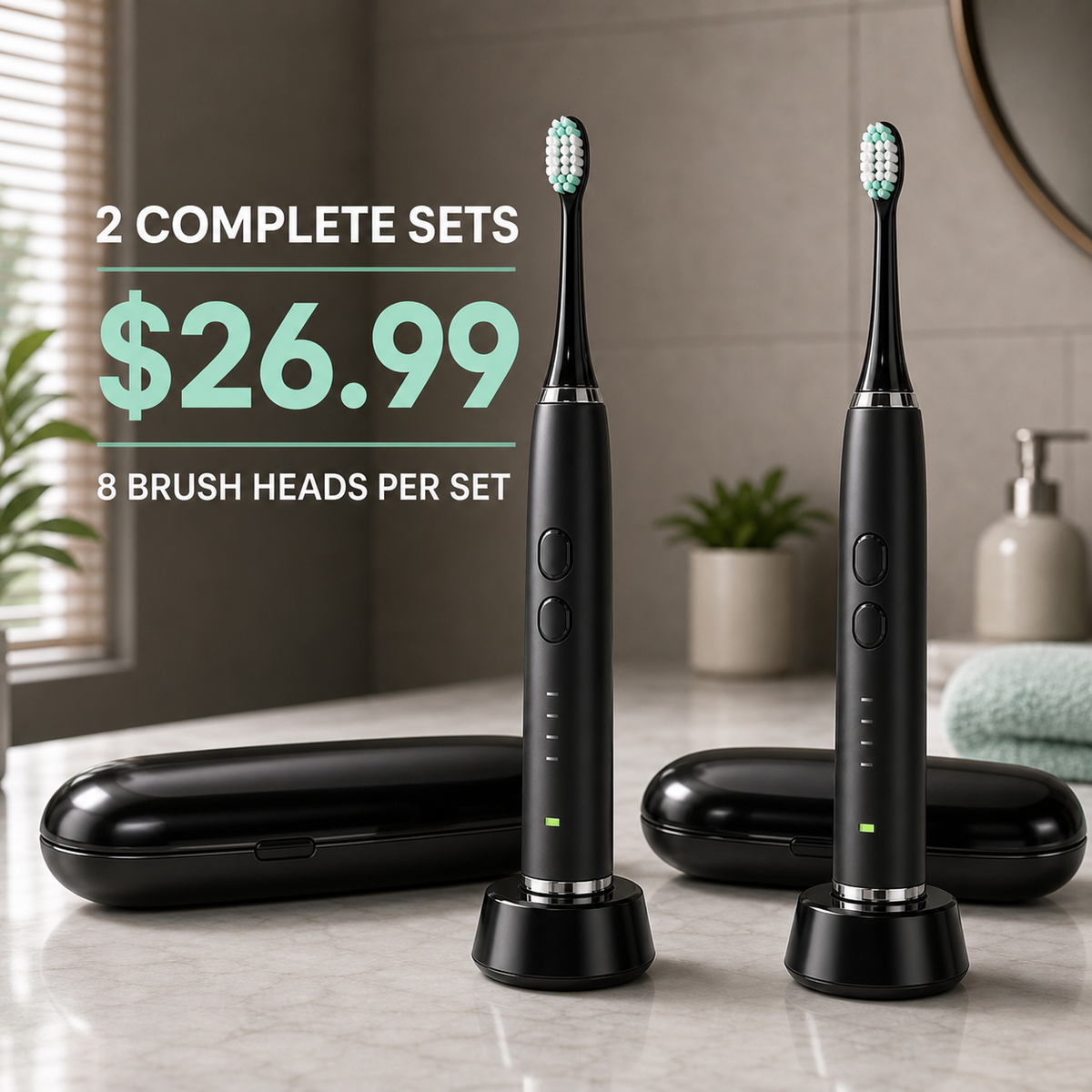 Electric Toothbrush Set with 8 Heads & Travel Case