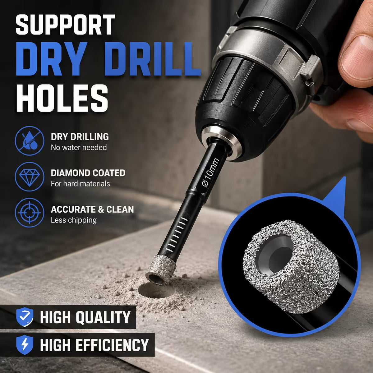 6-Piece Diamond Drill Bit Set — 6 to 16 mm
