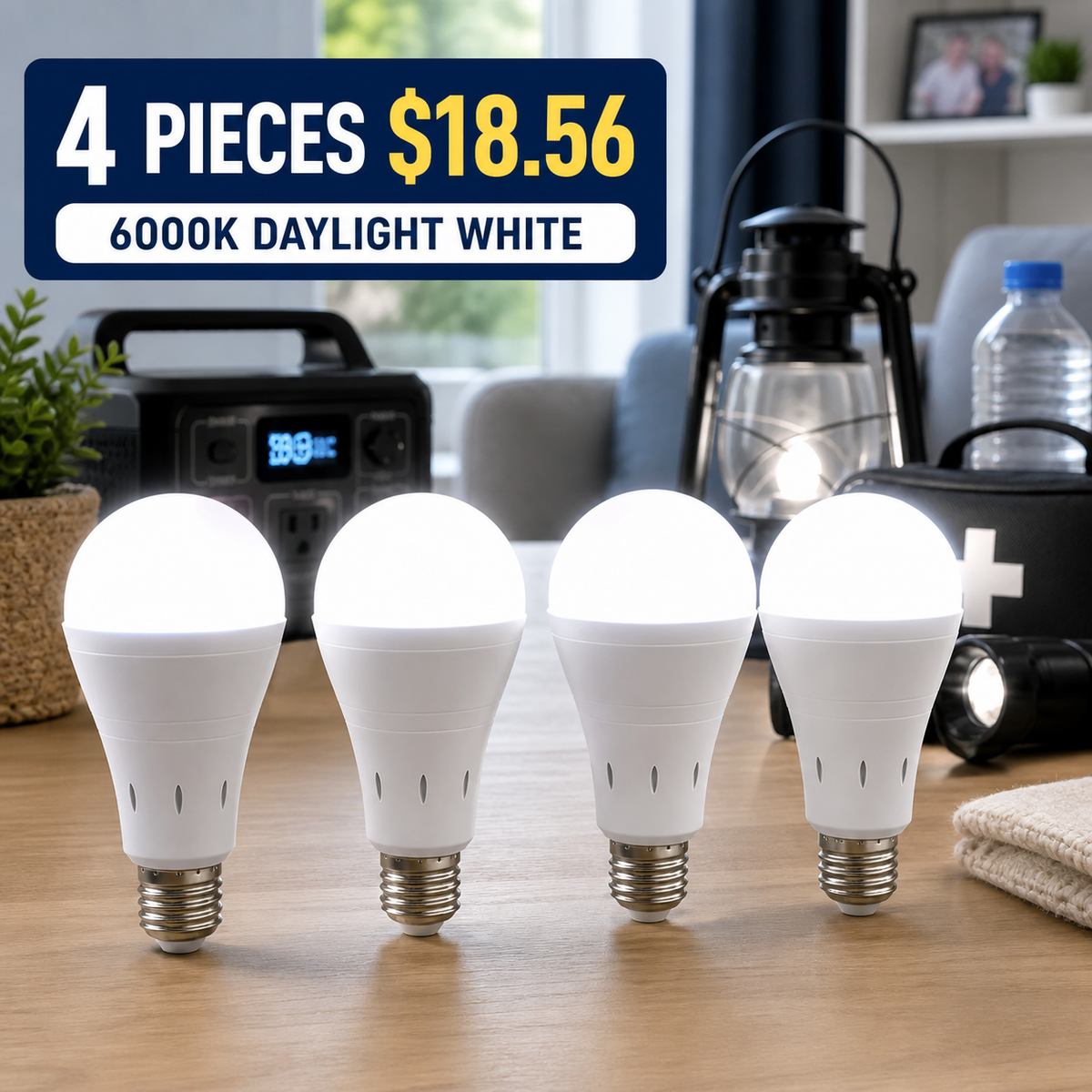 Rechargeable Emergency LED Bulbs with Hanging Caps