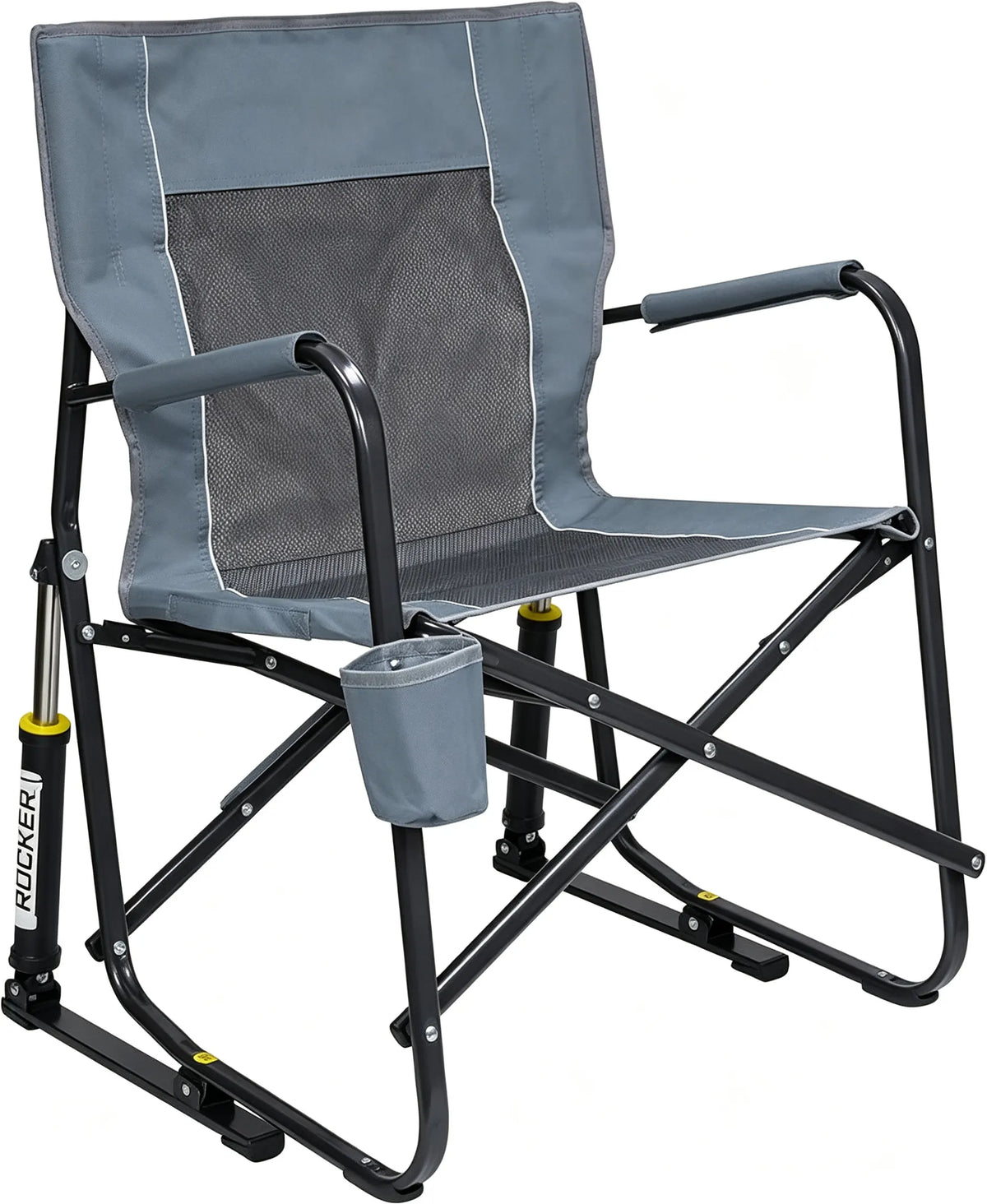Camping Chair | Portable Folding Rocking Chair with Sturdy Durable Armrests, Drink Holder and Comfortable Backrest