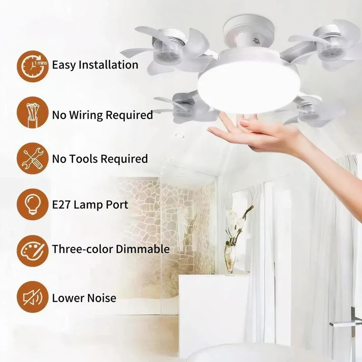 Foldable Plug-In Smart Ceiling Fan Light with Remote