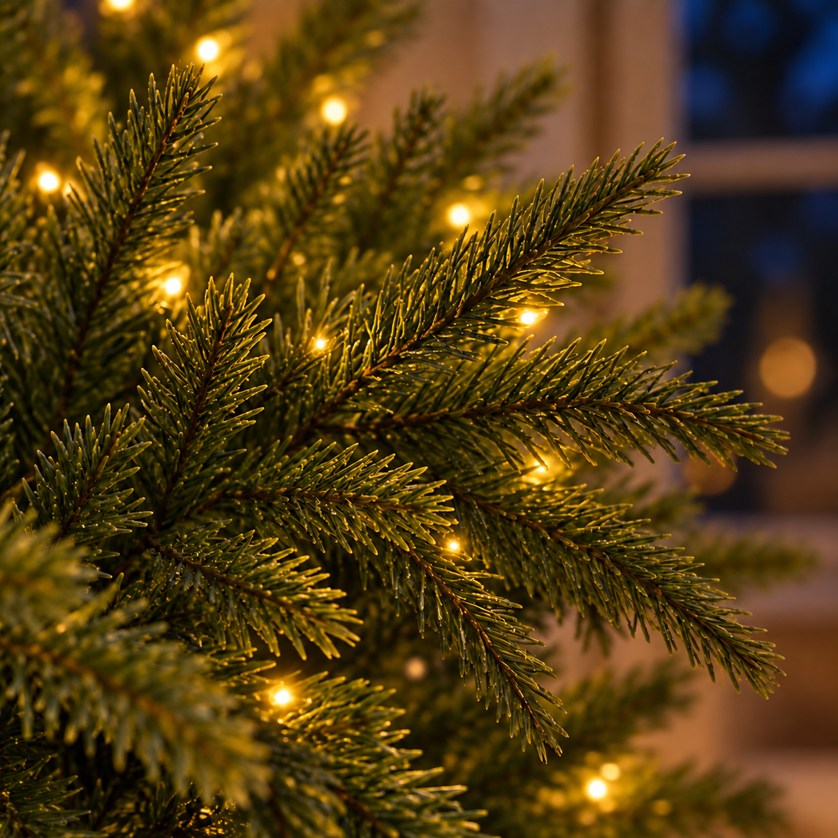 Evergreen Pine Branch Lights — Warm Glow Indoor Decor