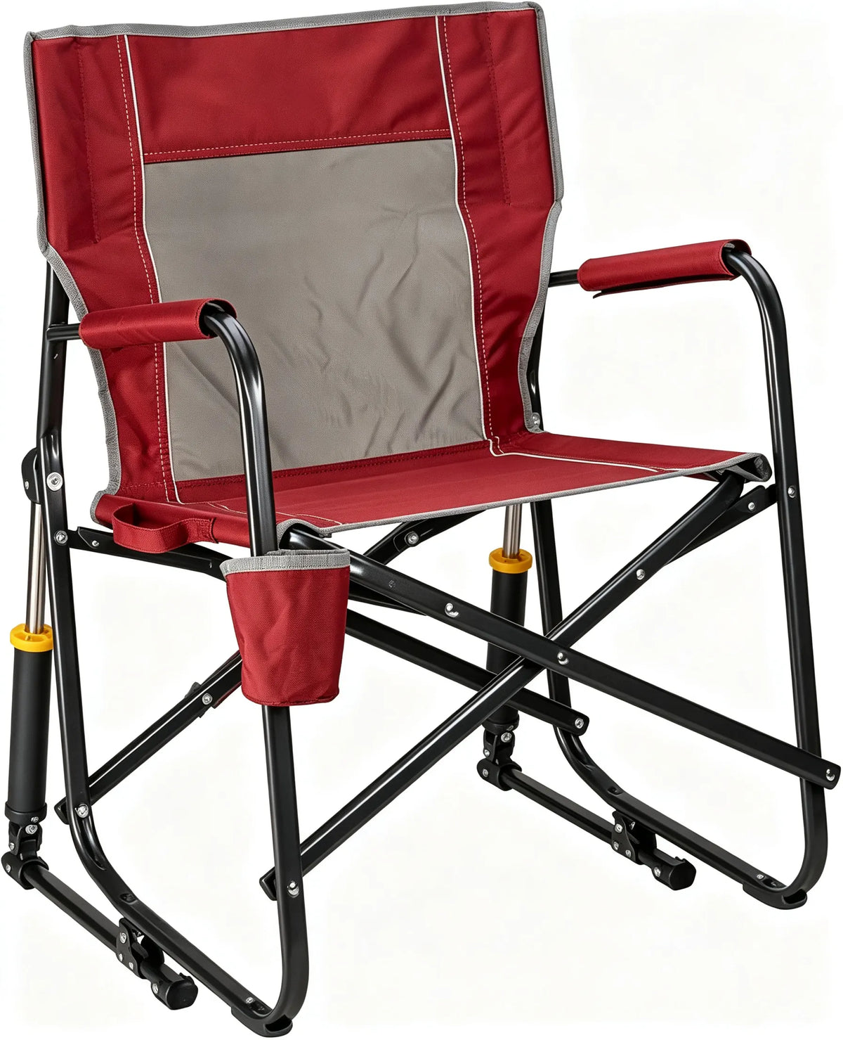 Camping Chair | Portable Folding Rocking Chair with Sturdy Durable Armrests, Drink Holder and Comfortable Backrest