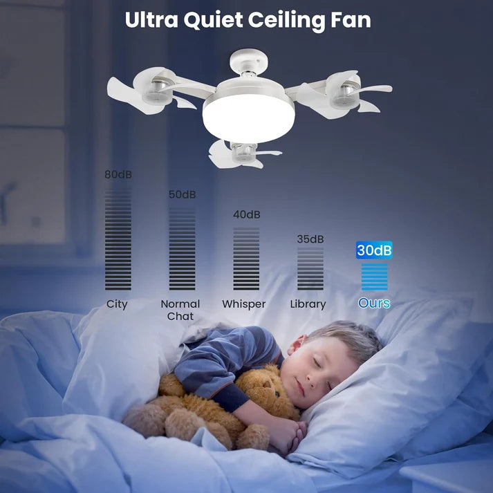 Foldable Plug-In Smart Ceiling Fan Light with Remote