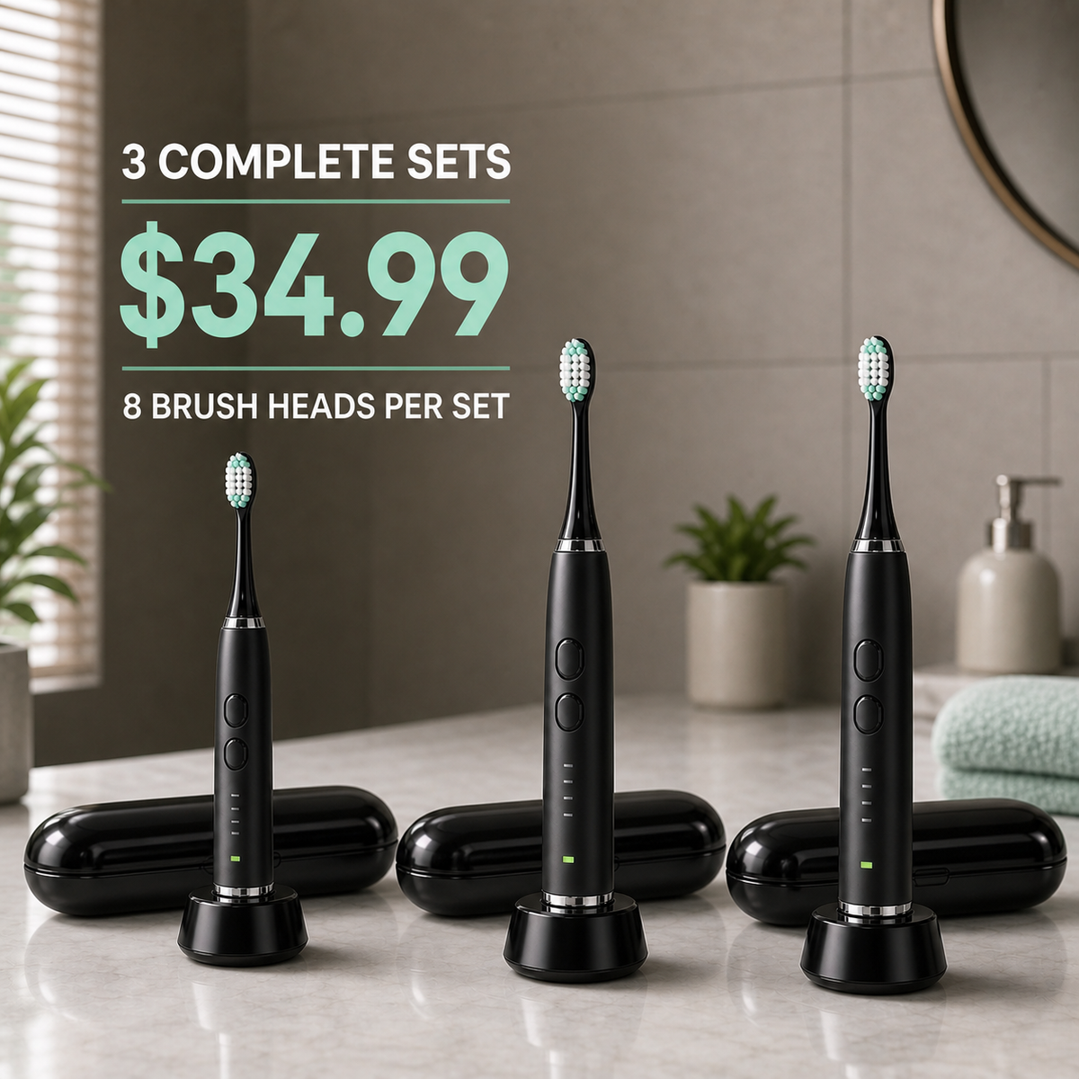Electric Toothbrush Set with 8 Heads & Travel Case