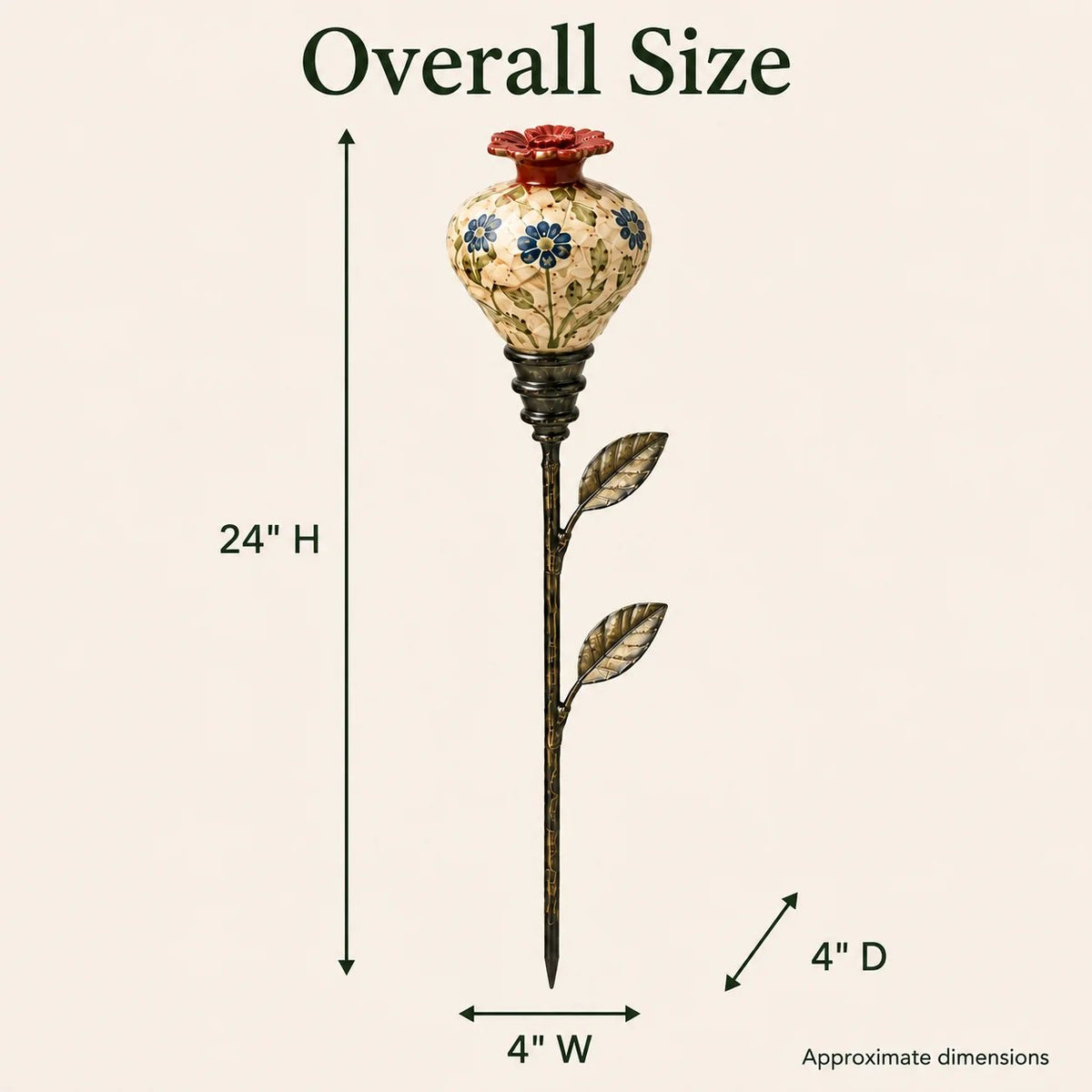 Ceramic Hummingbird Feeder Garden Stake