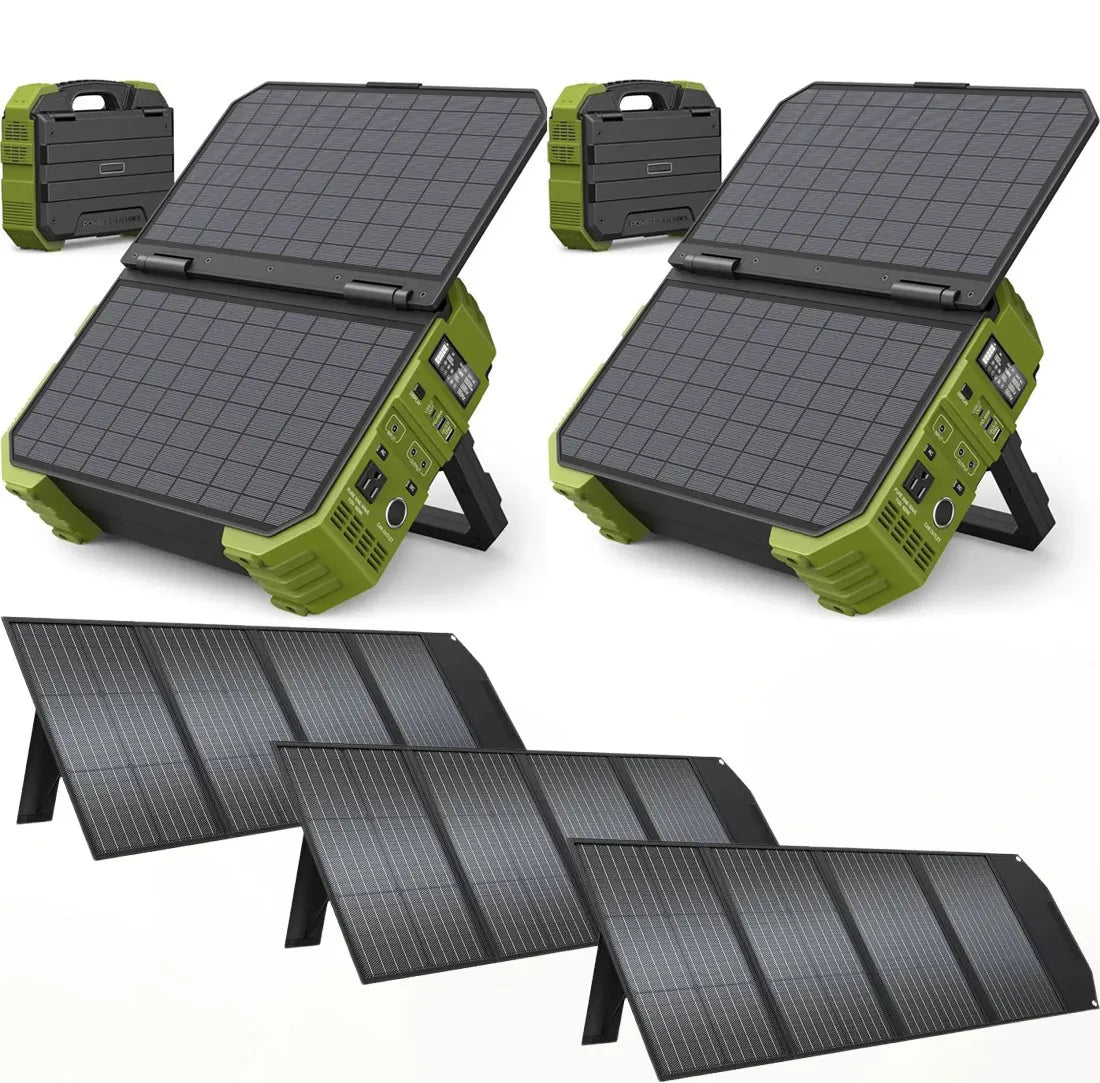 Portable Power Station with Built-In Fold-Out Solar Panel