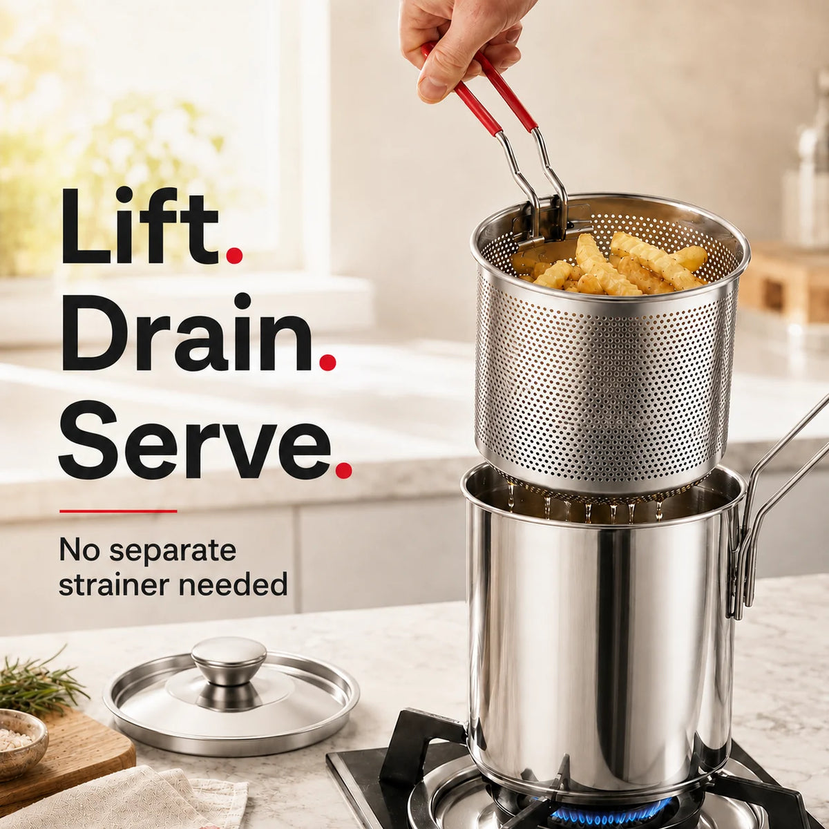 Personal Mini Deep Fryer Set – Stainless Steel Pot with Lift-Out Basket