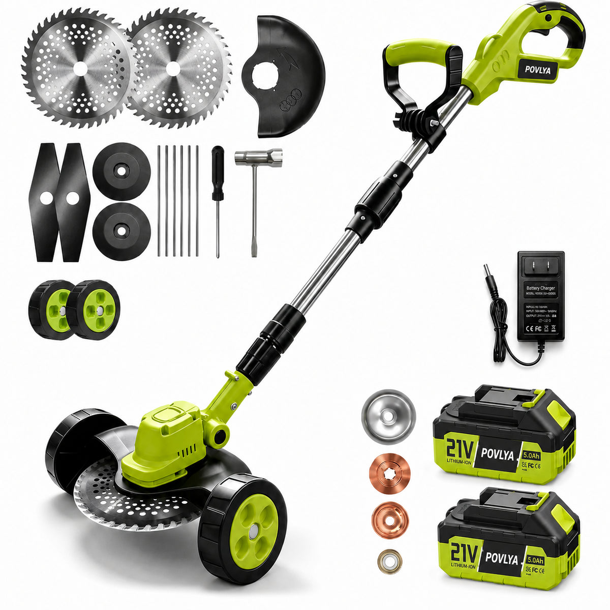 21V Cordless 3-in-1 Grass Trimmer, Edger & Mini Mower