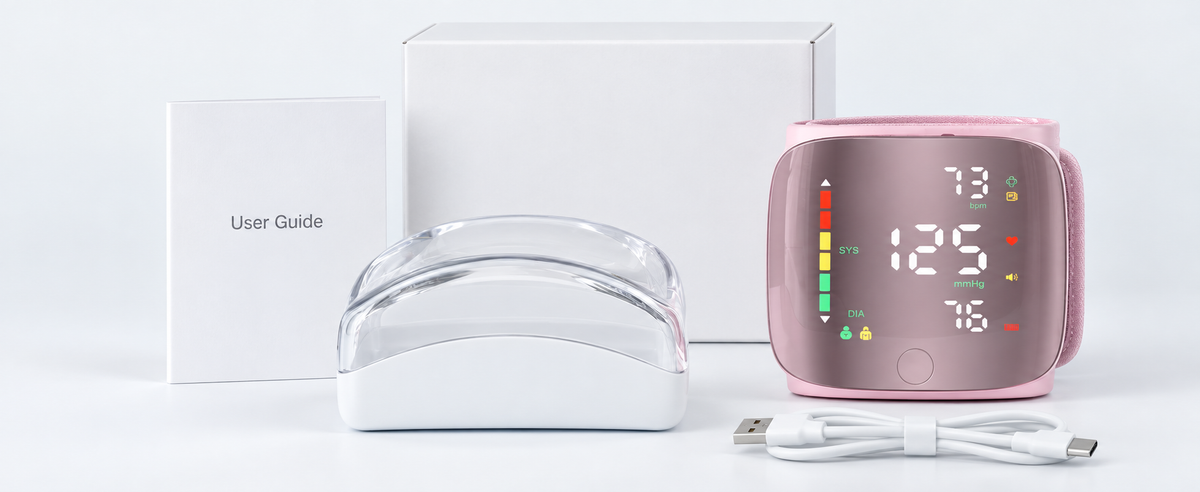 Rechargeable Wrist Blood Pressure Monitor — LED Touch Display & 2-User Memory
