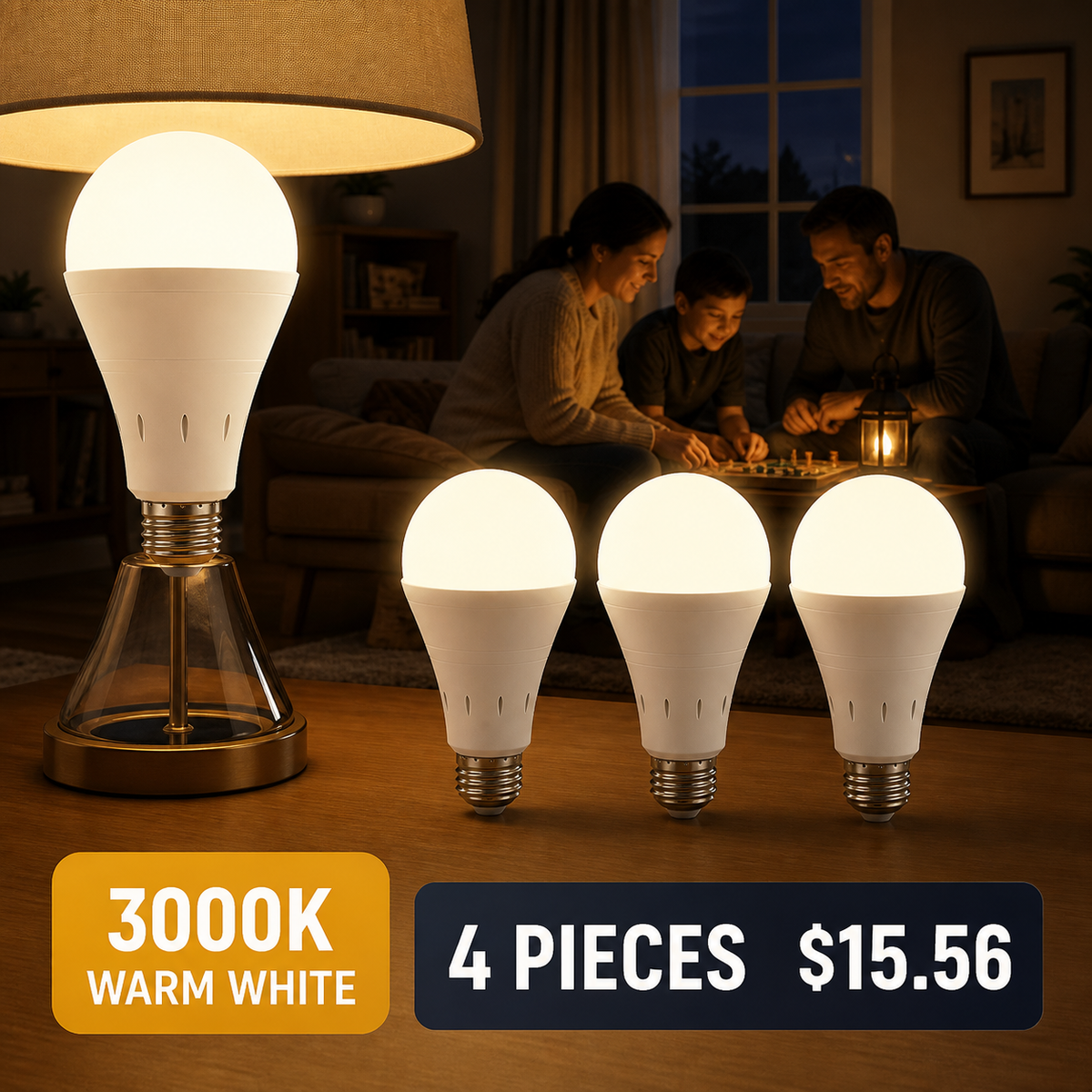 Rechargeable Emergency LED Bulbs with Hanging Caps