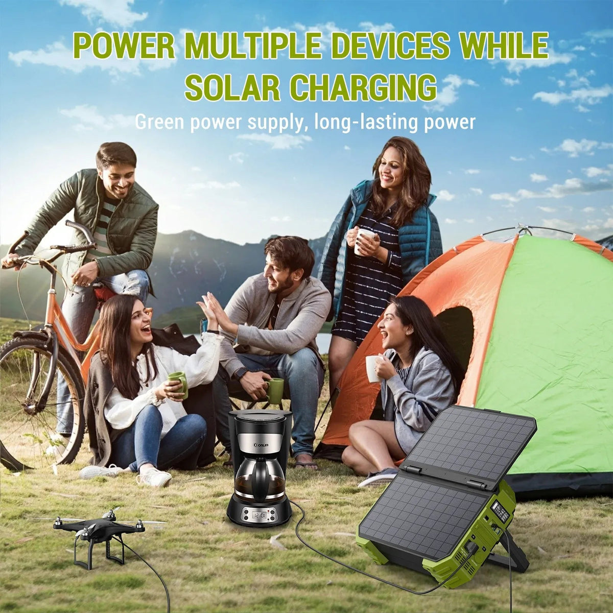 Portable Power Station with Built-In Fold-Out Solar Panel