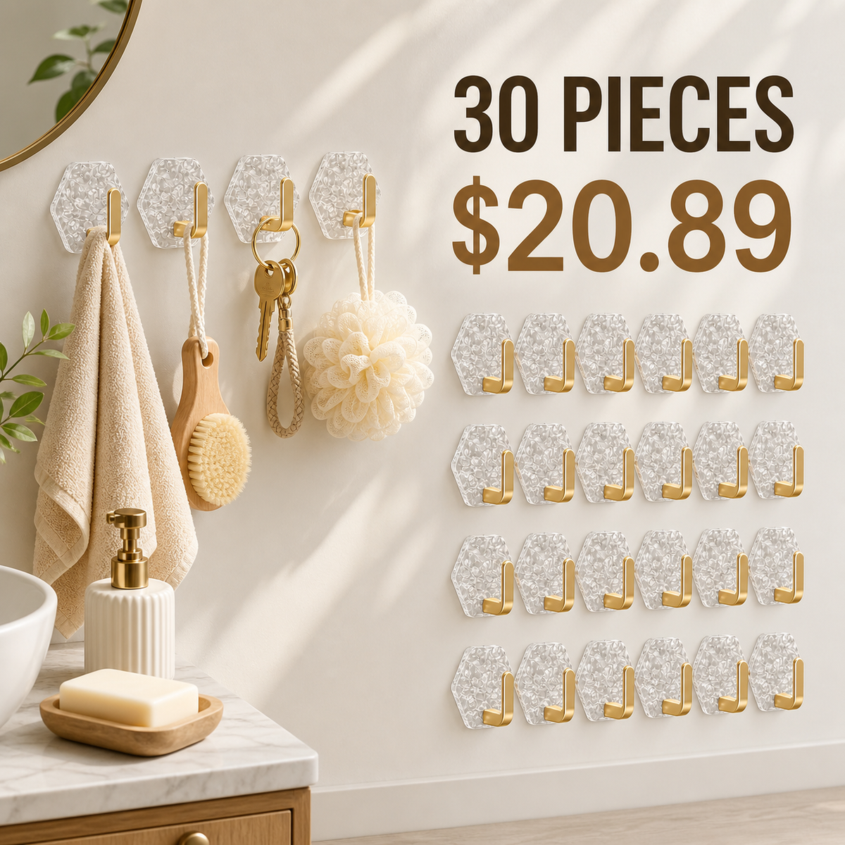 Self-Adhesive Hexagonal Wall Hooks