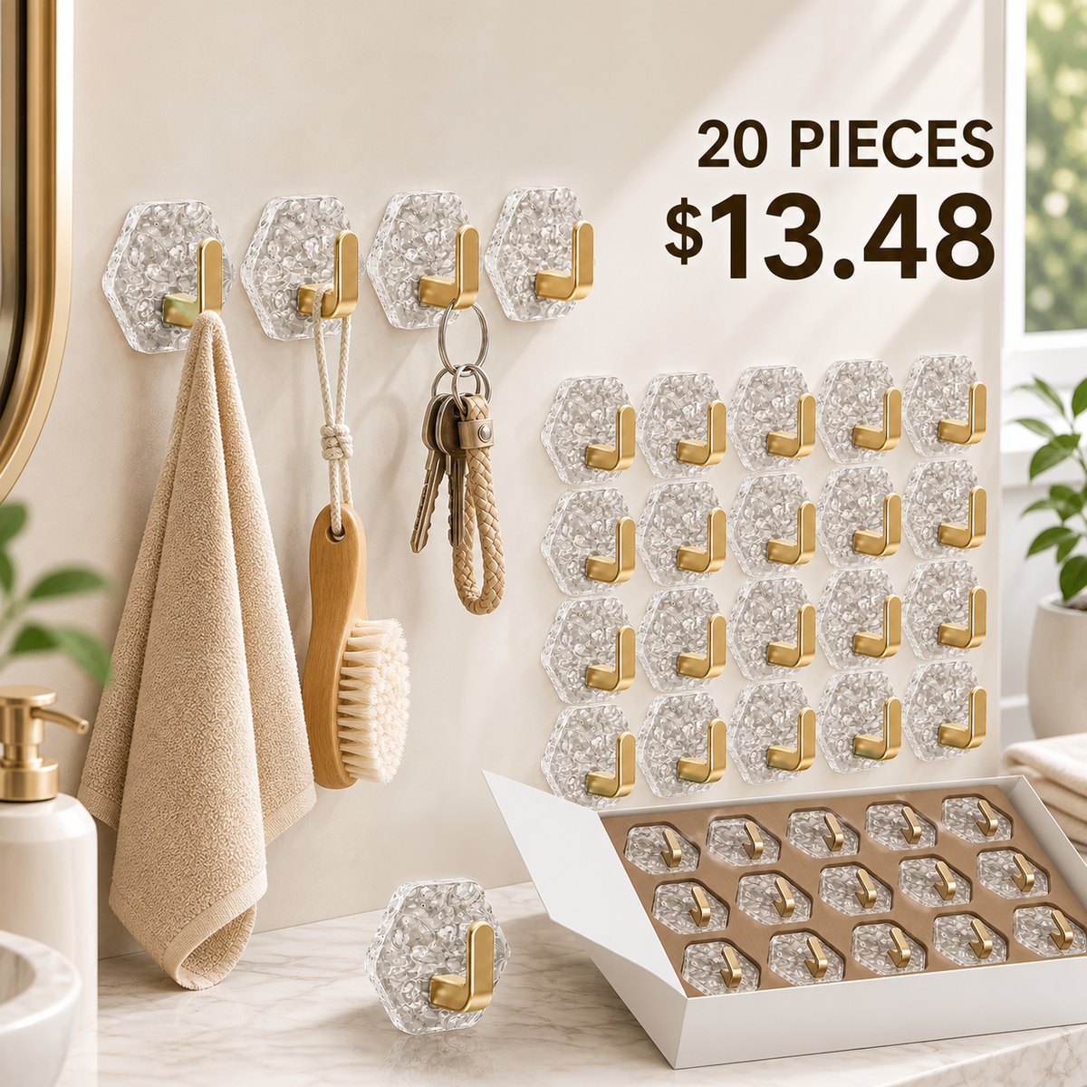 Self-Adhesive Hexagonal Wall Hooks