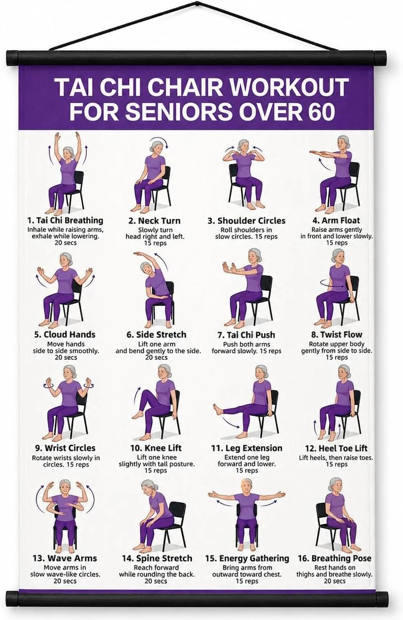 Chair Tai Chi Workout Chart — 16 × 24 Inches